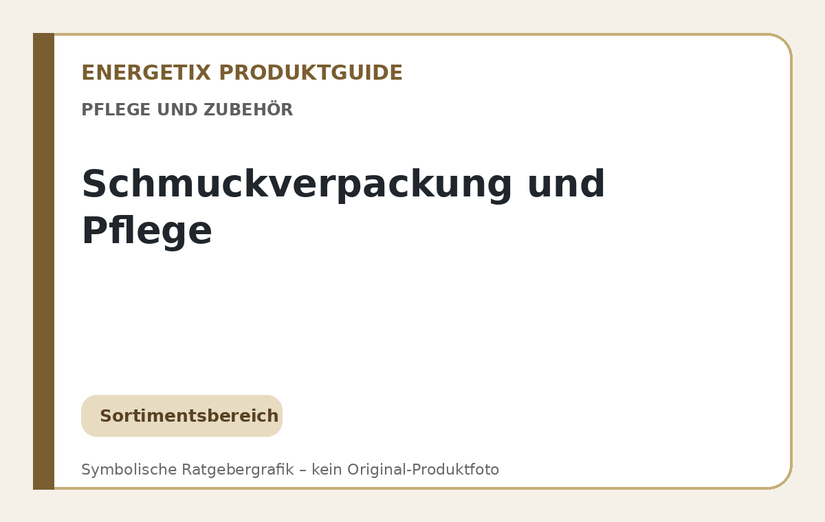 Schmuckverpackung und Pflege – symbolische Ratgebergrafik