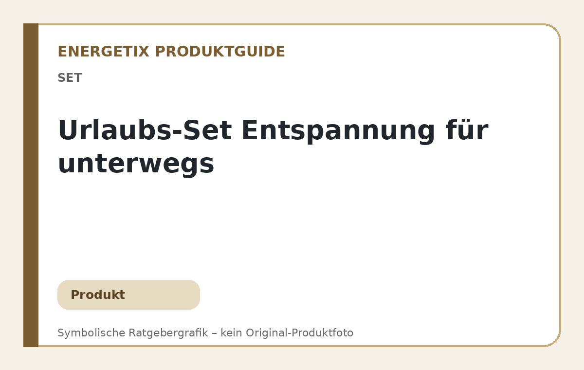 Urlaubs-Set Entspannung für unterwegs – symbolische Ratgebergrafik