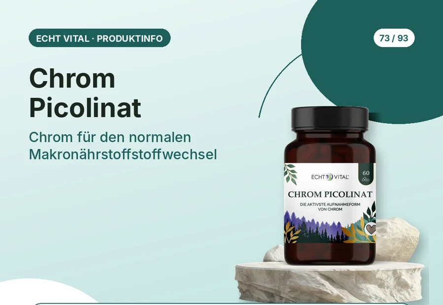 Chrom Picolinat von Echt Vital mit Produktabbildung und Affiliate-QR-Code