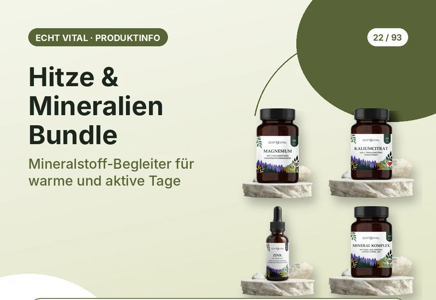 Hitze & Mineralien Bundle von Echt Vital mit Produktabbildung und Affiliate-QR-Code