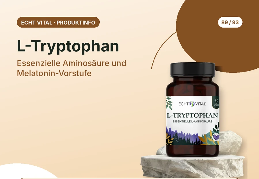 L-Tryptophan von Echt Vital mit Produktabbildung und Affiliate-QR-Code