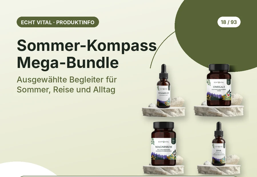 Sommer-Kompass Mega-Bundle von Echt Vital mit Produktabbildung und Affiliate-QR-Code