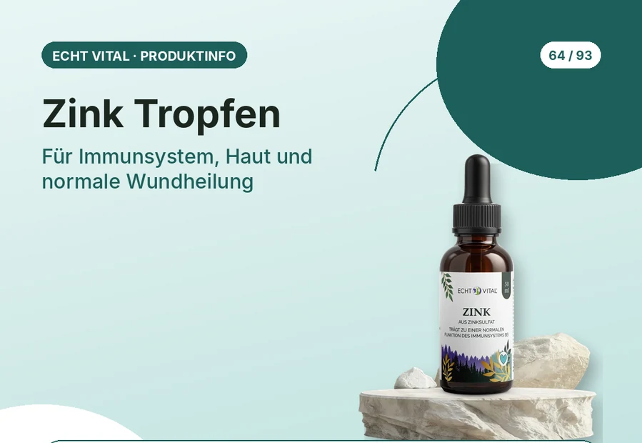 Zink Tropfen von Echt Vital mit Produktabbildung und Affiliate-QR-Code