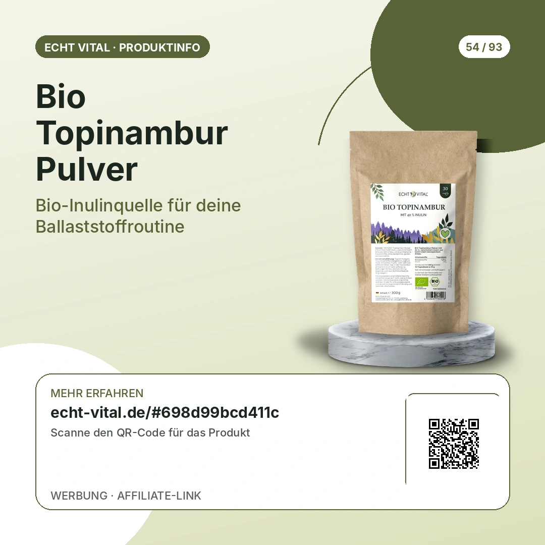 Bio Topinambur Pulver als Pulver mit QR-Code zur Produktseite