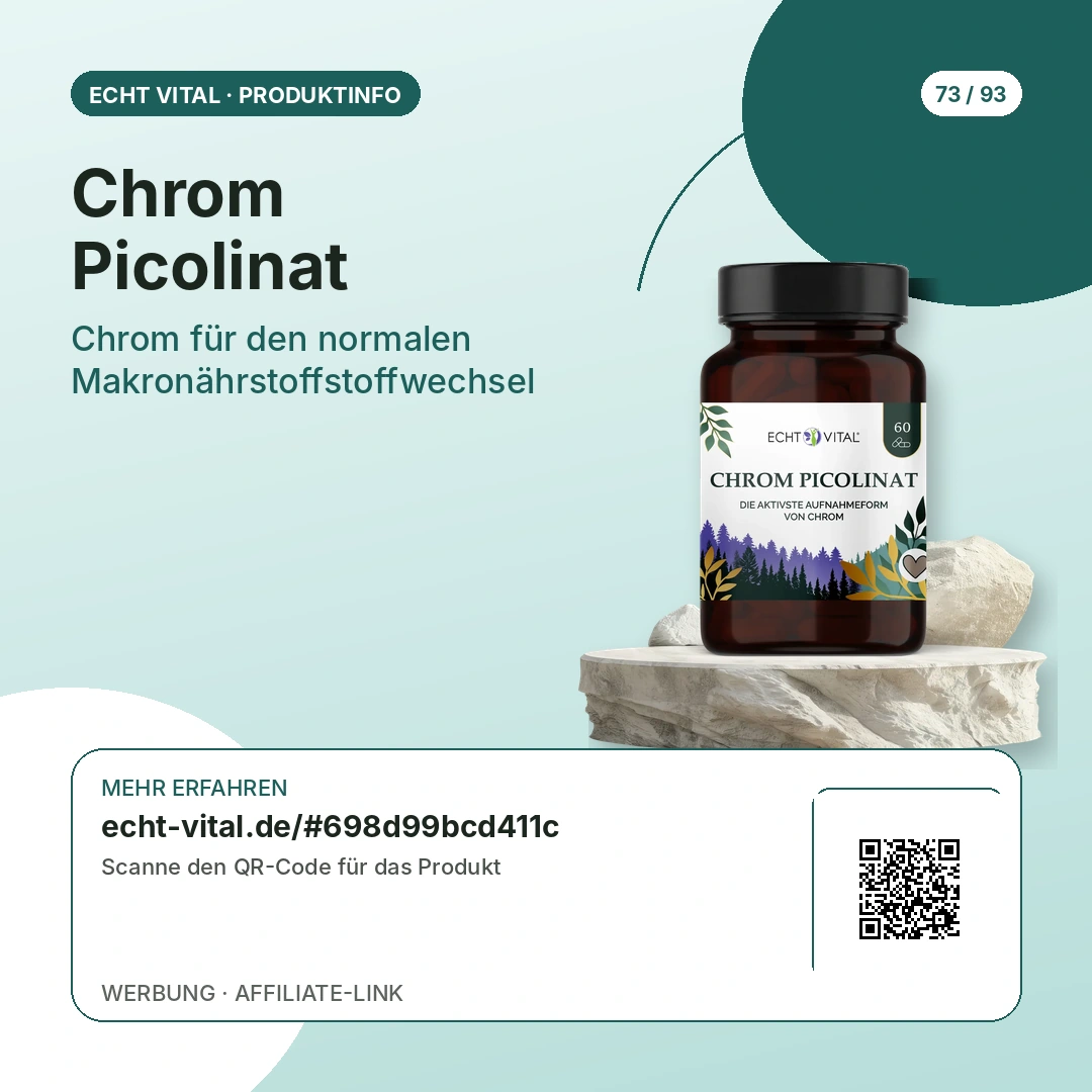 Chrom Picolinat von Echt Vital mit scanbarem QR-Code zum Affiliate-Produktlink