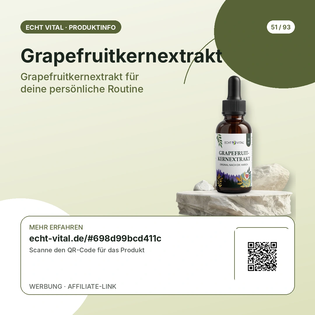 Grapefruitkernextrakt Sicherheitshinweise und QR-Code zum Anbieter