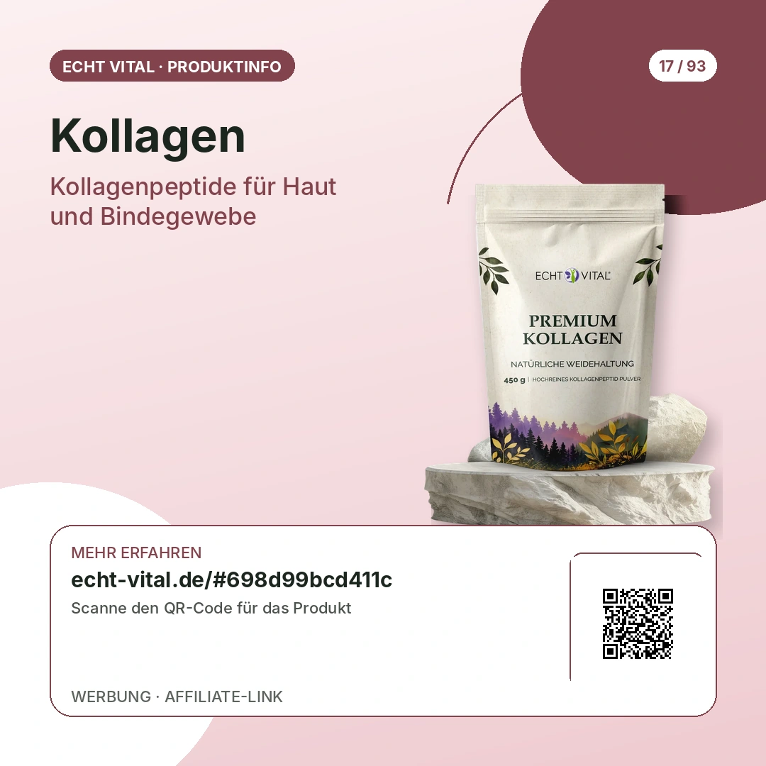 Kollagen Pulver von Echt Vital mit scanbarem QR-Code zum Affiliate-Produktlink