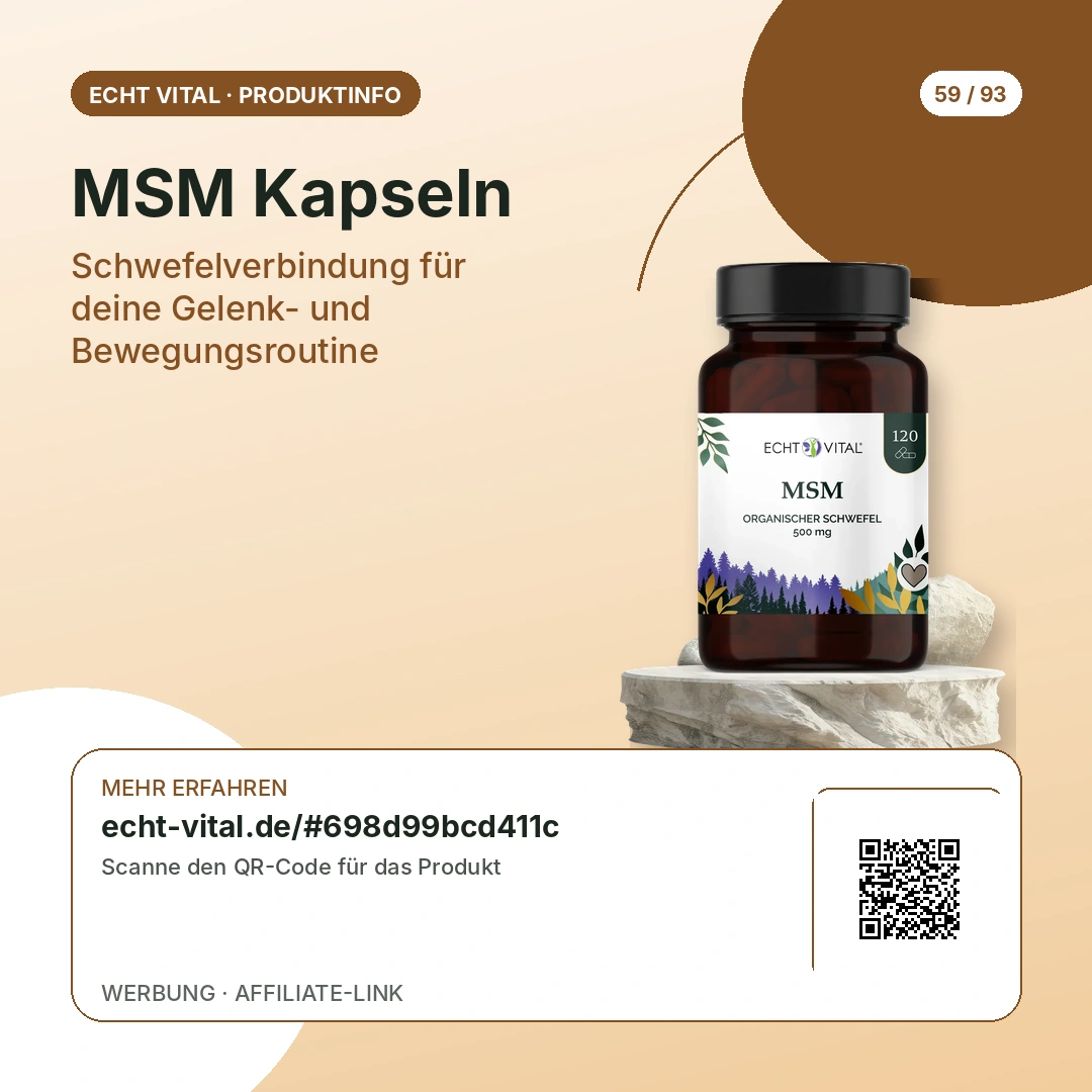 MSM Kapseln von Echt Vital mit scanbarem QR-Code zum Affiliate-Produktlink