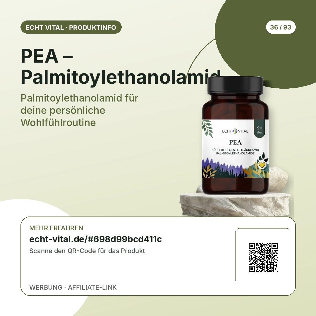 PEA – Palmitoylethanolamid als Produkt mit QR-Code zur Produktseite