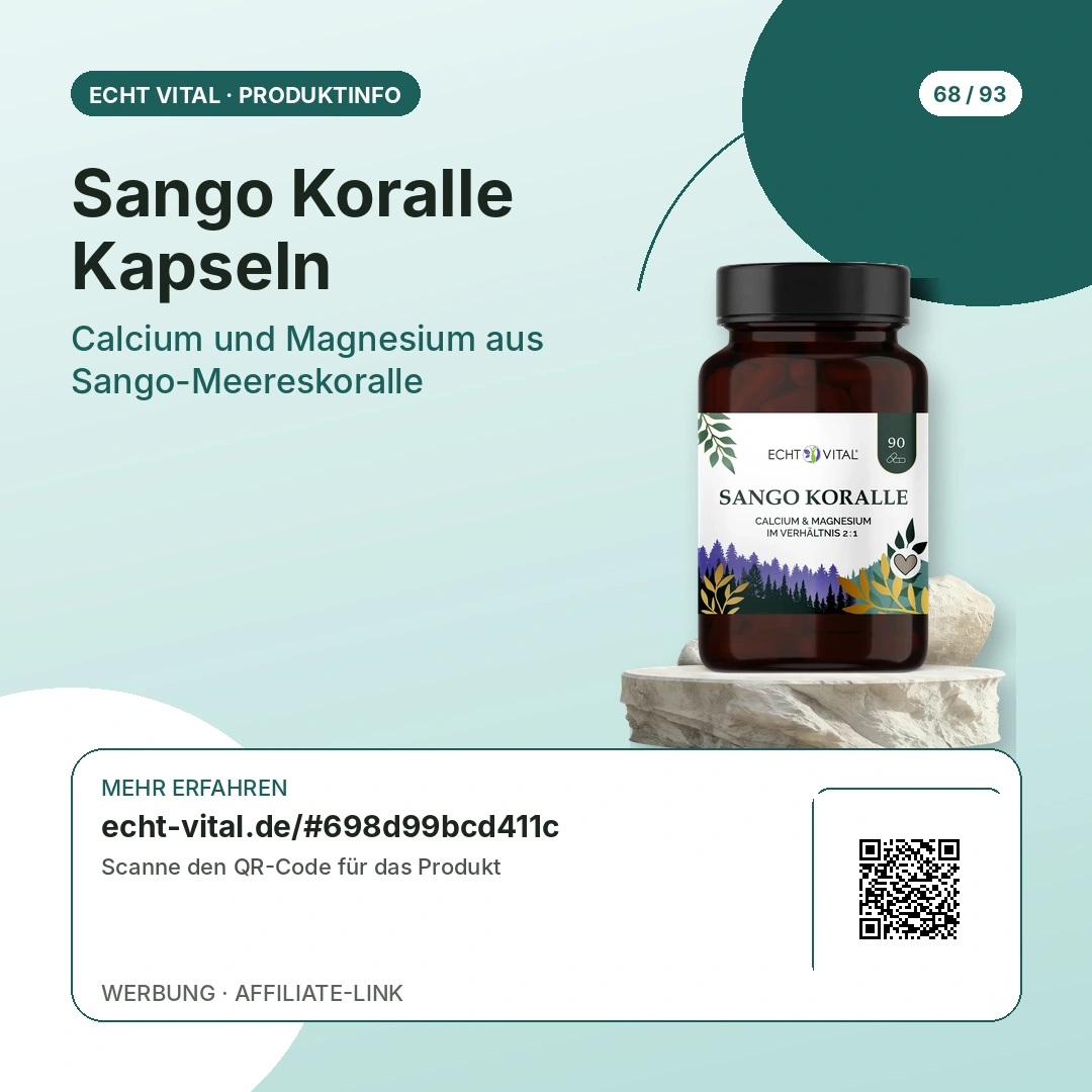 Sango Koralle Kapseln von Echt Vital mit scanbarem QR-Code zum Affiliate-Produktlink