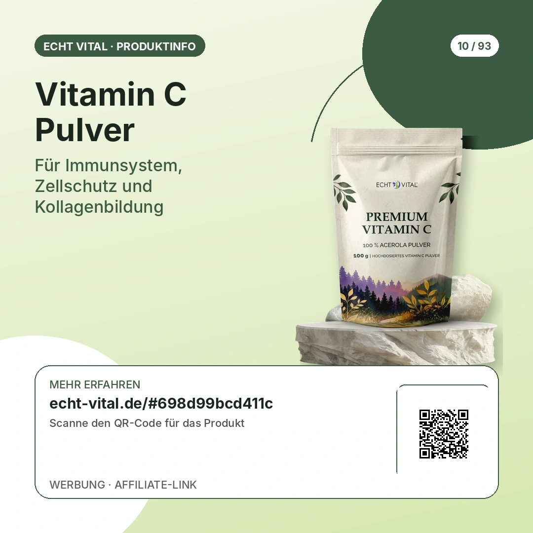 Vitamin C Pulver von Echt Vital mit scanbarem QR-Code zum Affiliate-Produktlink